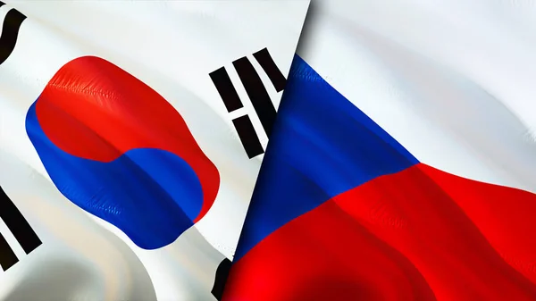 한국과 체코의 웨이브 디자인 이미지 렌더링 지혈대 — 스톡 사진