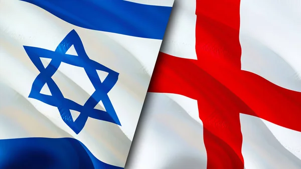 Israel and England flags. 3D Waving flag design. Israel England flag, picture, wallpaper. Israel vs England image,3D rendering. Israel England relations alliance and Trade,travel,tourism concep