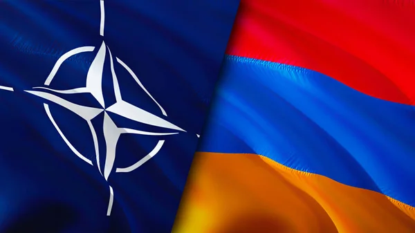 Nato Örményország Zászlói Integető Zászló Design Örményország Nato Zászló Kép — Stock Fotó