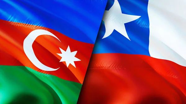 Azerbaijan and Chile flags. 3D Waving flag design. Azerbaijan Chile flag, picture, wallpaper. Azerbaijan vs Chile image,3D rendering. Azerbaijan Chile relations alliance and Trade,travel,touris