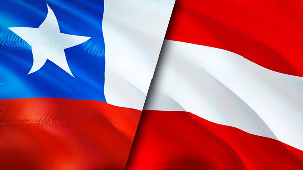 Banderas Chile Austria Diseño Banderas Waving Chile Austria Bandera Foto —  Fotos de Stock