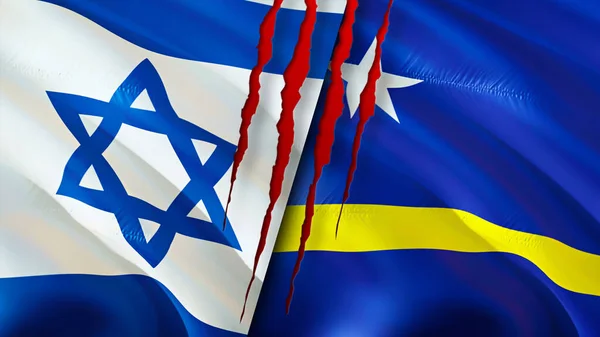 Flagi Izraela Curacao Blizną Machanie Flagą Renderowanie Koncepcja Konfliktu Izraela — Zdjęcie stockowe