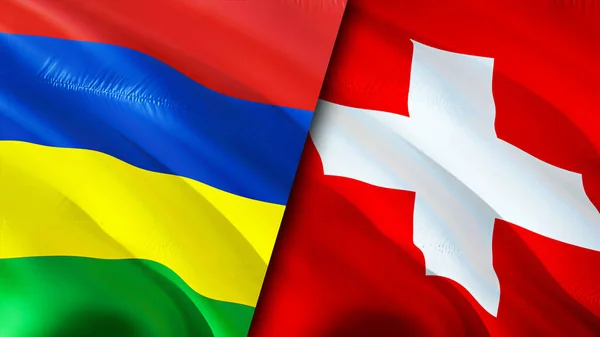 Flagi Mauritiusa Szwajcarii Projektowanie Flagi Flaga Mauritius Szwajcaria Obraz Tapeta — Zdjęcie stockowe