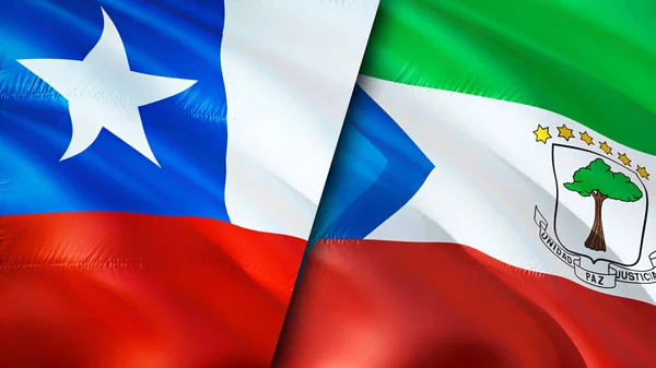 Banderas Chile Guinea Ecuatorial Diseño Banderas Waving Chile Guinea Ecuatorial —  Fotos de Stock