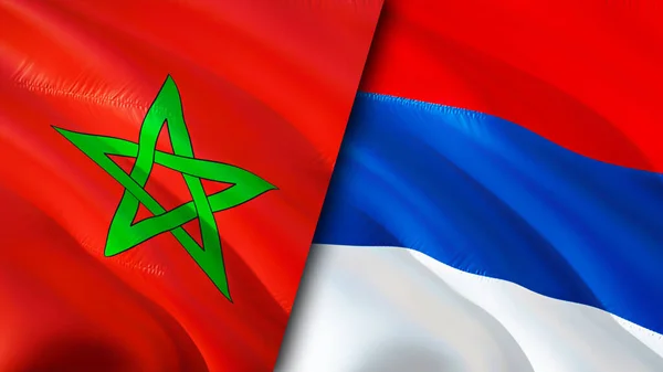 Flaggen Marokkos Und Serbiens Fahnenschwenken Marokko Serbien Flagge Bild Tapete — Stockfoto