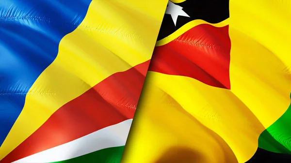 Bandeiras Das Ilhas Seychelles Nevis Acenando Design Bandeira Bandeira Seychelles — Fotografia de Stock