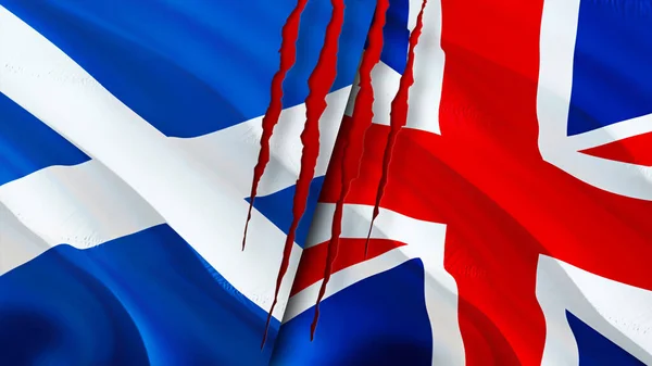 Scotland United Kingdom Flags Scar Concept Waving Flag Rendering Scotland — Stock Photo, Image