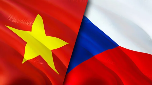 Vietnam Czech Flags Scar Concept Waving Flag Rendering Vietnam Czech — Stock Photo, Image