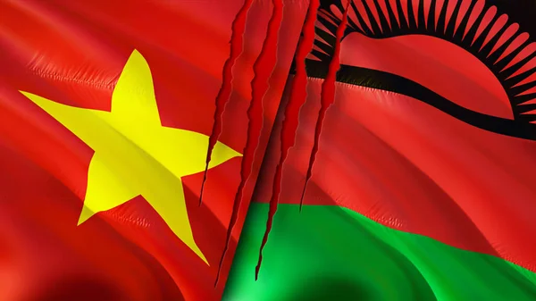 Vietnamská Malawská Vlajka Návrh Vlnění Vlajky Vietnam Malawi Vlajka Obrázek — Stock fotografie