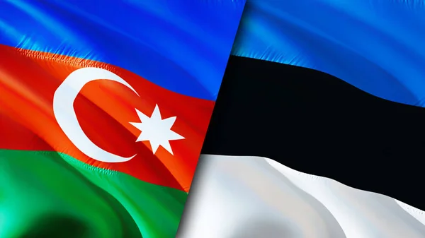 Banderas Azerbaiyán Estonia Diseño Banderas Waving Azerbaiyán Estonia Bandera Foto — Foto de Stock