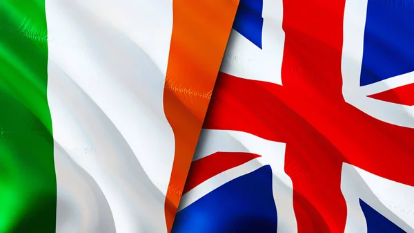 Flaggen Irlands Und Großbritanniens Fahnenschwenken Irland Großbritannien Flagge Bild Tapete — Stockfoto