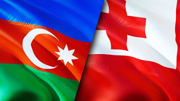 Banderas Azerbaiyán Tonga Diseño Banderas Waving Azerbaiyán Tonga Bandera Foto — Foto de Stock