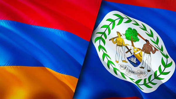 Ermenistan ve Belize bayrakları. 3 boyutlu dalgalanan bayrak tasarımı. Ermenistan Belize bayrağı, resim, duvar kağıdı. Ermenistan, Belize 'ye karşı, görüntü 3 boyutlu. Ermenistan Belize ilişkileri ittifak ve ticaret, seyahat, turizm konsepti