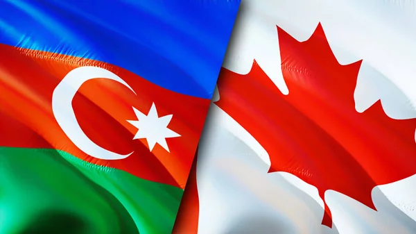 Banderas Azerbaiyán Canadá Diseño Banderas Waving Bandera Azerbaiyán Canadá Foto — Foto de Stock