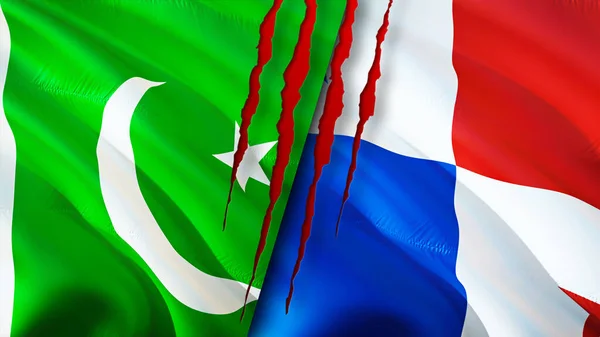 Pakistan Und Panama Flaggen Mit Narbenkonzept Fahnenschwenken Rendering Konfliktkonzept Zwischen — Stockfoto