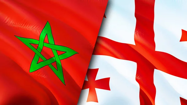 Morocco Georgia Flags Waving Flag Design Morocco Georgia Flag Picture — Stock Photo, Image