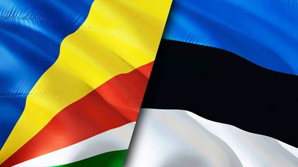 Seychelles and Estonia flags. 3D Waving flag design. Seychelles Estonia flag, picture, wallpaper. Seychelles vs Estonia image,3D rendering. Seychelles Estonia relations alliance an