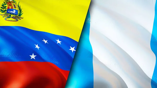 Venezuelas Och Guatemalas Flaggor Viftande Flagga Design Venezuela Guatemala Flagga — Stockfoto