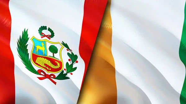 Peru Cote Ivoire Flags Waving Flag Design Peru Cote Ivoire — Stock Photo, Image