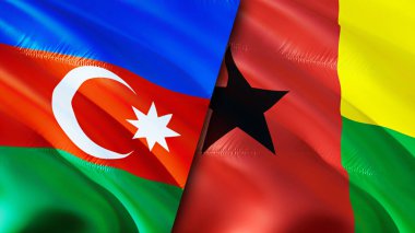 Azerbaycan ve Gine Bissau bayrakları. 3 boyutlu dalgalanan bayrak tasarımı. Azerbaycan Gine Bissau bayrağı, resim, duvar kağıdı. Azerbaycan, Gine Bissau 'ya karşı, görüntü 3 boyutlu. Azerbaycan Gine Bissau ilişkisi