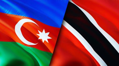 Azerbaycan, Trinidad ve Tobago bayrakları. 3 boyutlu dalgalanan bayrak tasarımı. Azerbaycan Trinidad ve Tobago bayrağı, resim, duvar kağıdı. Azerbaycan Trinidad 'a karşı ve Tobago imajı, 3D görüntüleme. Azerbaycan Trinida