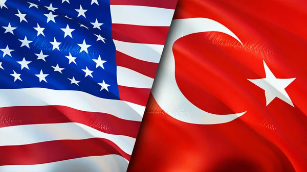 Amerikai Török Zászlók Integető Zászló Design Usa Törökország Zászló Kép — Stock Fotó