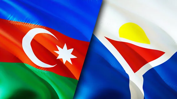 Banderas Azerbaiyán San Martín Diseño Banderas Waving Azerbaiyán Saint Martin — Foto de Stock