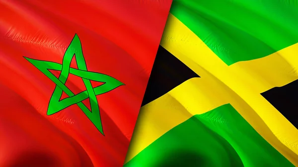 Marokko Und Jamaika Flaggen Fahnenschwenken Marokko Jamaika Flagge Bild Tapete — Stockfoto