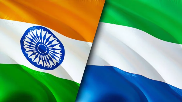 India Sierra Leone Zászlói Integető Zászló Design India Sierra Leone — Stock Fotó