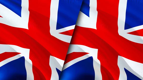 United Kingdom and United Kingdom flags. 3D Waving flag design. United Kingdom United Kingdom flag, picture, wallpaper. United Kingdom vs United Kingdom image,3D rendering. United Kingdom Unite