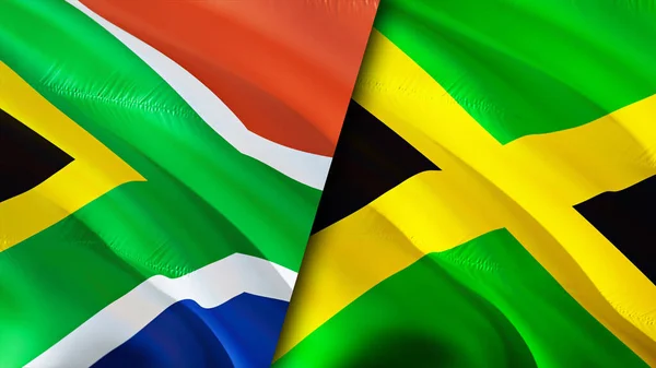 Banderas Sudáfrica Jamaica Diseño Banderas Waving Sudáfrica Bandera Jamaica Foto — Foto de Stock