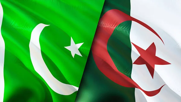 Pakisztán Algéria Zászlói Integető Zászló Design Pakisztán Algéria Zászló Kép — Stock Fotó