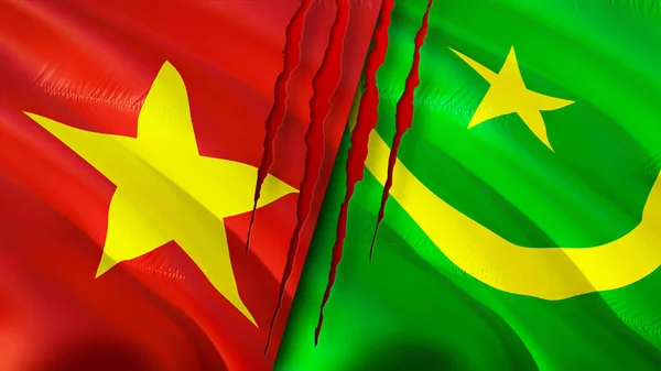 Vlajky Vietnamu Mauritánie Návrh Vlnění Vlajky Vietnamská Mauritánská Vlajka Obrázek — Stock fotografie