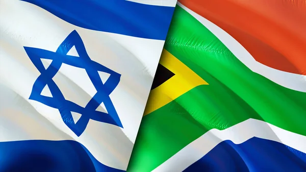 Drapeaux Israël Afrique Sud Drapeau Agitant Design Israël Afrique Sud — Photo