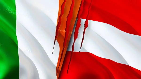 Írország Ausztria Megjelöli Heg Fogalmát Lengő Zászló Renderelés Írország Ausztria — Stock Fotó