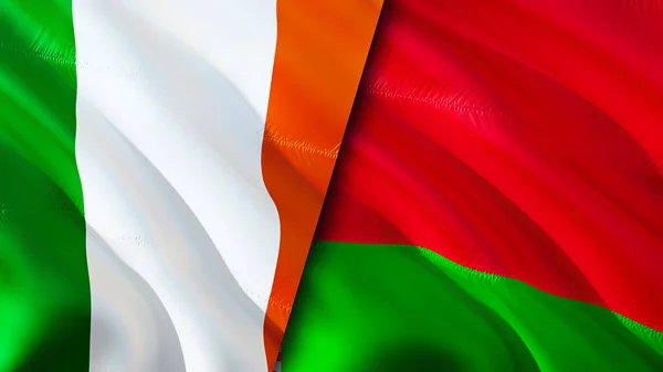 Drapeaux Irlande Belarus Drapeau Agitant Design Irlande Biélorussie Drapeau Image — Photo