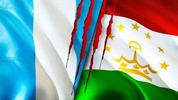 Guatemala Tádzsikisztán Megjelöli Heg Fogalmát Lengő Zászló Renderelés Guatemala Tádzsikisztán — Stock Fotó