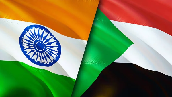 Vlaggen Van India Soedan Waving Vlag Ontwerp India Soedan Vlag — Stockfoto