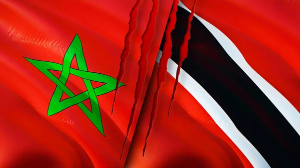 Morocco Trinidad Tobago Flags Scar Concept Waving Flag Rendering Morocco — Stock Photo, Image