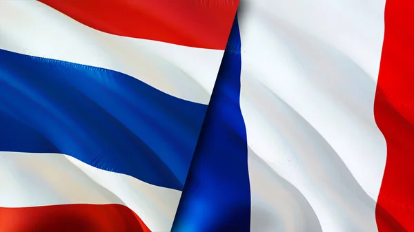 Прапори Таїланду Франції Waving Flag Прапор Таїланду Фотографія Шпалери Таїланд — стокове фото
