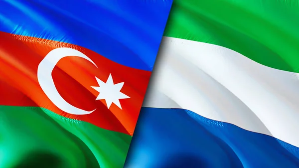 Banderas Azerbaiyán Sierra Leona Diseño Banderas Waving Azerbaiyán Sierra Leona — Foto de Stock