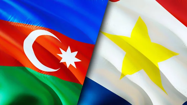 Flaggen Von Aserbaidschan Und Saba Island Fahnenschwenken Aserbaidschan Saba Island — Stockfoto