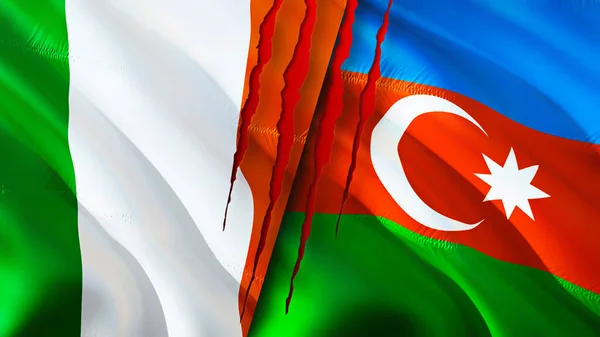 Írország Azerbajdzsán Megjelöli Heg Fogalmát Lengő Zászló Renderelés Írország Azerbajdzsán — Stock Fotó
