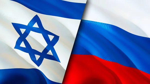 Israel and Russia flags. 3D Waving flag design. Israel Russia flag, picture, wallpaper. Israel vs Russia image,3D rendering. Israel Russia relations alliance and Trade,travel,tourism concep