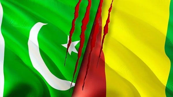 파키스탄과 기니에는 자국이 웨이브 플래그 렌더링 파키스탄과 기니의 충돌이라는 개념입니다 — 스톡 사진