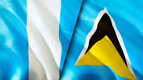 Guatemala Saint Lucia Zászlók Integető Zászló Design Guatemala Saint Lucia — Stock Fotó