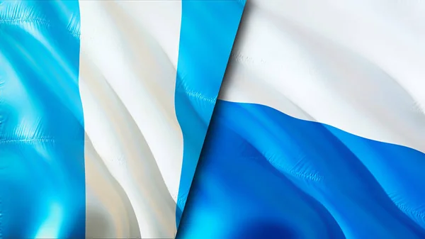 Guatemala San Marino Zászlók Integető Zászló Design Guatemala San Marino — Stock Fotó
