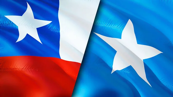 Banderas Chile Somalia Diseño Banderas Waving Chile Somalia Bandera Foto —  Fotos de Stock