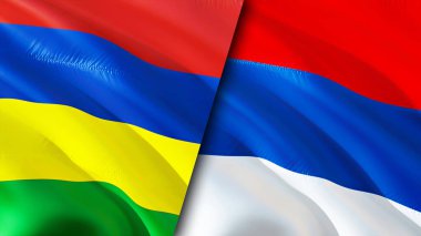 Mauritius ve Sırbistan bayrak sallıyor. 3 boyutlu dalgalanan bayrak tasarımı. Mauritius Sırbistan bayrağı, resim, duvar kağıdı. Mauritius, Sırbistan 'ın 3D görüntüsüne karşı. Mauritius Sırbistan ilişkileri ittifak ve Ticaret, seyahat, turnuva
