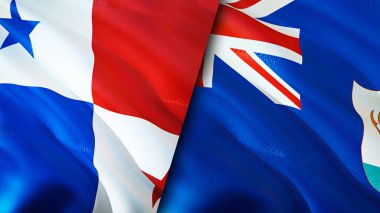 Panama ve Anguilla bayrakları. 3 boyutlu dalgalanan bayrak tasarımı. Panama Anguilla bayrağı, resim, duvar kağıdı. Panama, Anguilla 'ya karşı, görüntü 3 boyutlu. Panama Anguilla ilişkileri ittifak ve ticaret, seyahat, turizm konsepti